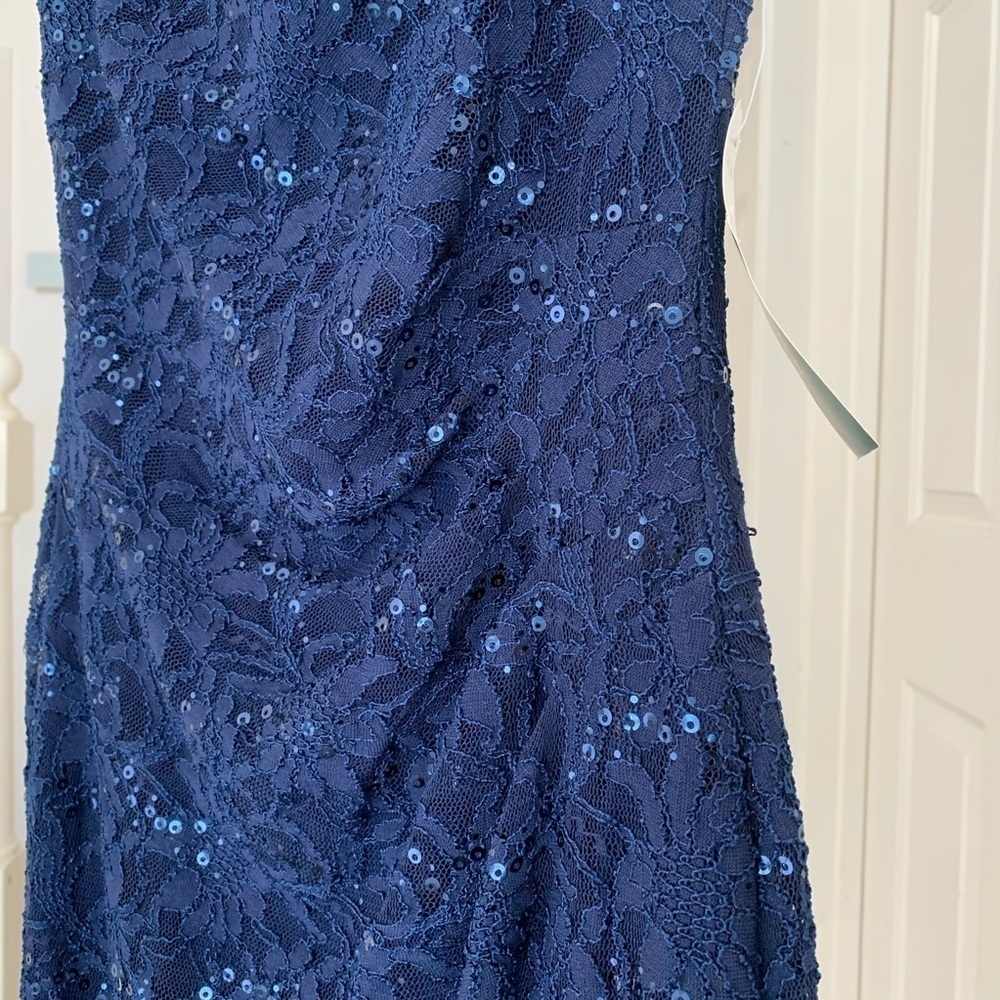 Lauren Ralph Lauren Dress Sequin Sparkle Lace Blue Size 4 NWT - Picture 3 of 9